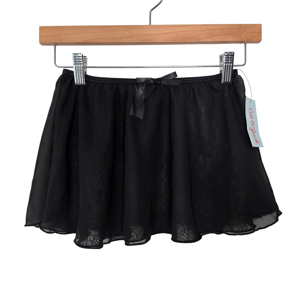 Cat & Jack Skirt Girls M Black Ballet Dance Sheer Chiffon Bow Ballrina Coquette